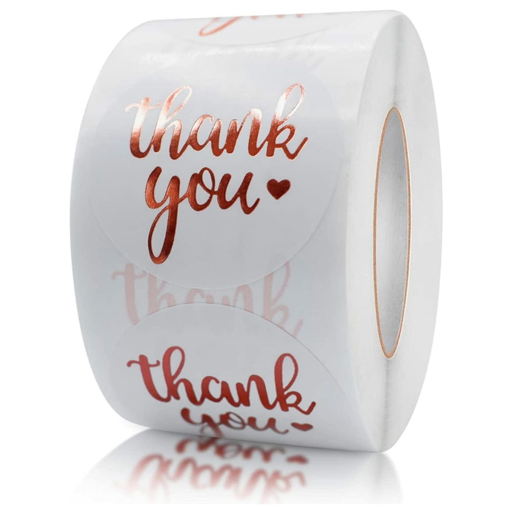 3/$15 Set of 50 THANK YOU Stickers Rose Gold Metallic Foil 1.5"